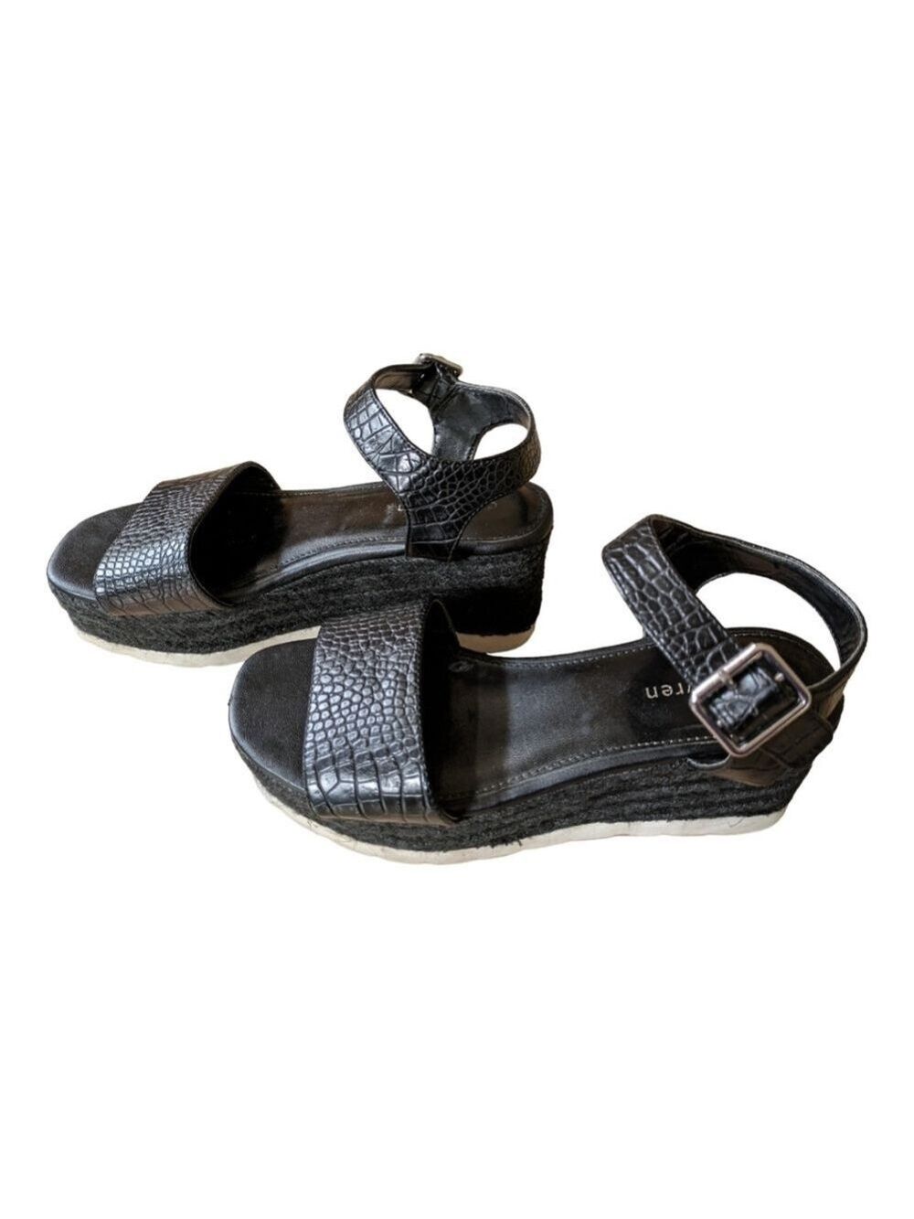 Coco Wren Black Ankle Strap Platform Sandal Size 9